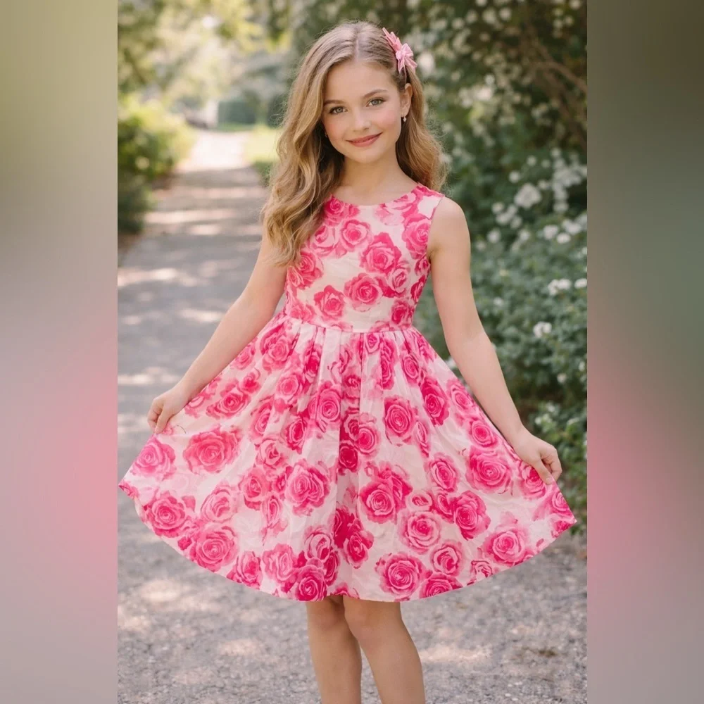 OshKosh B’gosh Vibrant Pink Floral Dress size 6